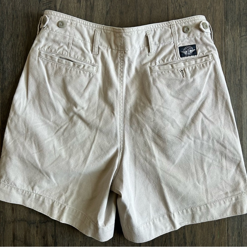 Vintage Dockers Khaki Shorts High Rise Adjustable Waist 90s Style - Picture 6 of 6